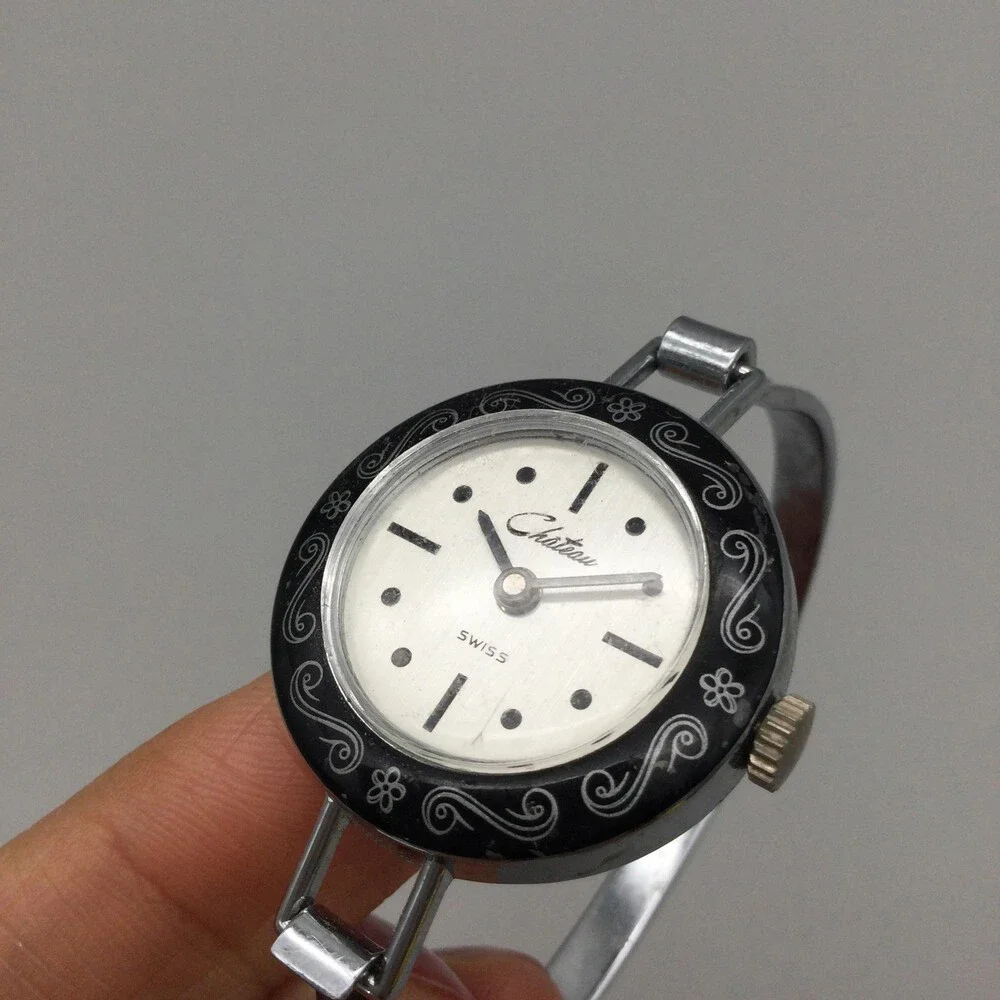 Vintage Chateau Womens Watch 29mm Silver Tone Dial Bangle Manual Swiss